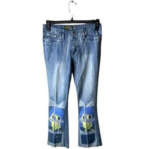 Neeso NJ Jeans Teen Youth 5 Wide Leg Stretch Acid Wash Casual Streetwear Denim